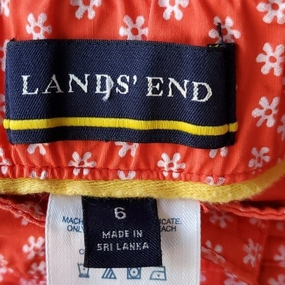 LANDS' END SKORT SKIRT WITH SHORTS ORANGE WHITE FLORAL COTTON BLEND SIZE 6 - Picture 4 of 6
